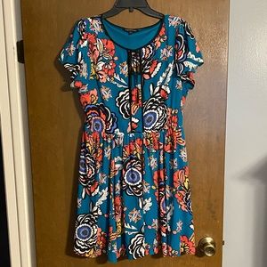 Express Floral Fit & Flare Dress